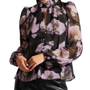 Ted Baker Theera Ladder Trim Floral Blouse